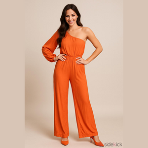 FARM Rio One-Shoulder Orange Jumpsuit